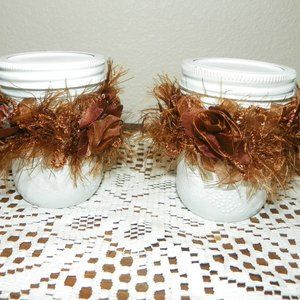 4 Wedding Party Table Decor Favor Brown Trim